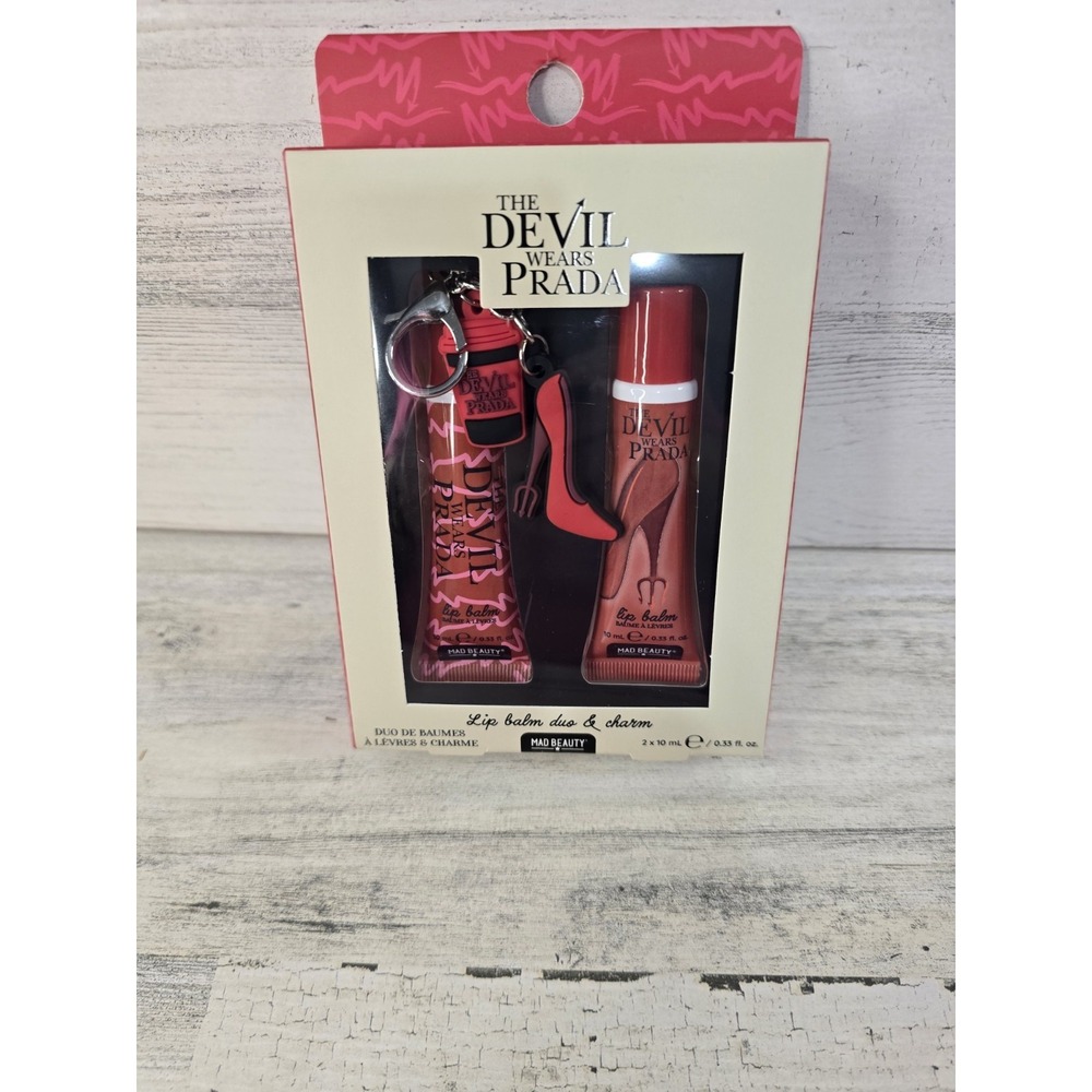 Mad Beauty The Devil Wears Prada Lip Balm Duo & Charm Set Cherry Vanilla NEW